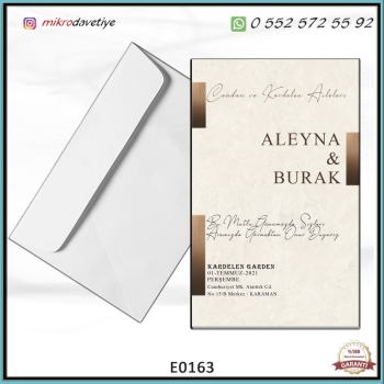 Beyaz Zarflı 10x16 cm Davetiye Kod: E0163