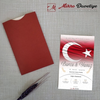 Dikdörtgen Kapalı Bordo Zarflı 10x16 cm Davetiye