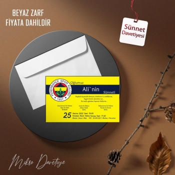 Beyaz Zarflı 10x16 cm Sünnet Davetiyesi-k1